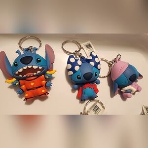 Disney Lilo Stitch Series 2 Blind Bag Figural 3D Keychain Clip Lot Of 5
